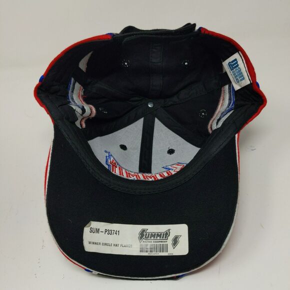Summit Racing Equipment Strapback Hat Embroidered Logo Black Red Blue - Picture 9 of 10